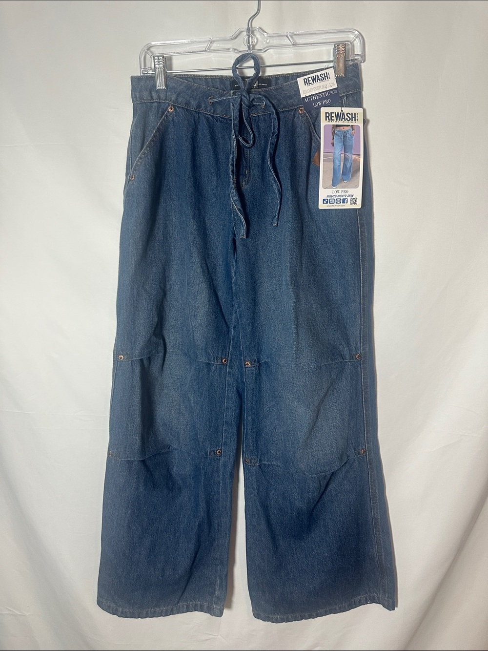 Rewash women’s Relaxed Indigo Drawstring Wide-Leg Jeans low pro relaxed sporty